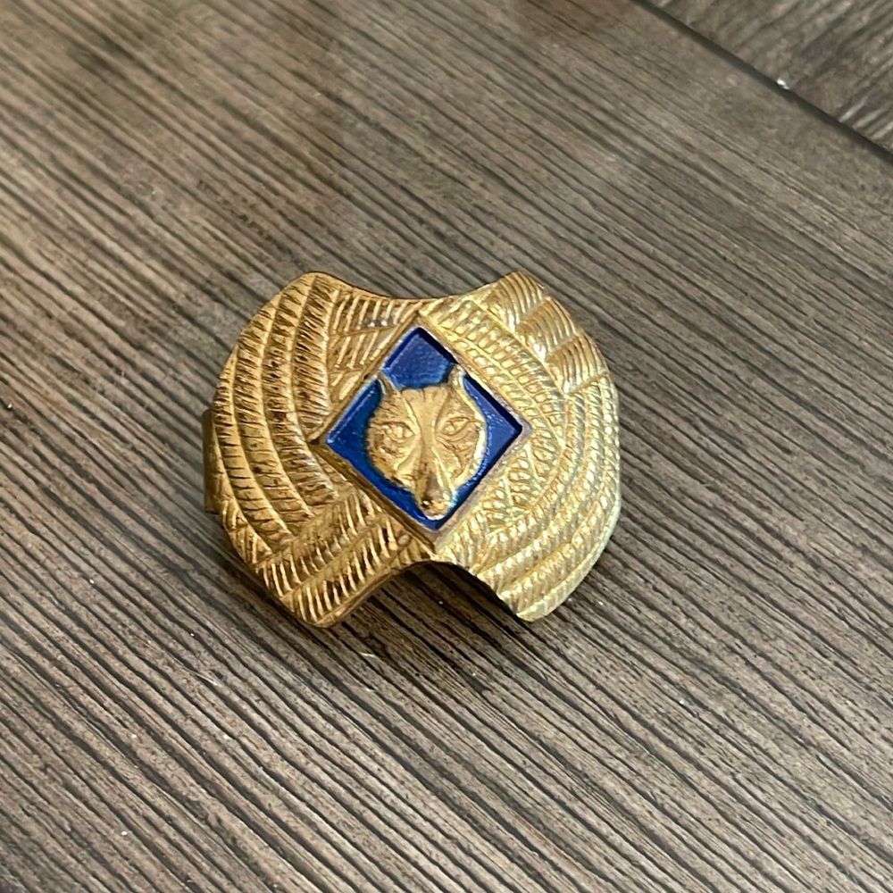 Vintage Boy Cub Scout Woolf Neckerchief Slide - Bandana Slide pin Uniform Part